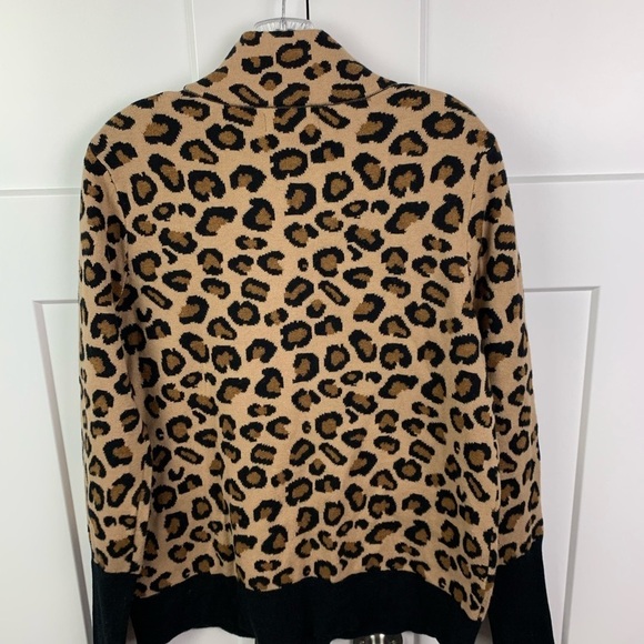 Rachel Zoe LARGE FULL ZIP sweater Mock Neck Animal Leopard - Picture 4 of 7